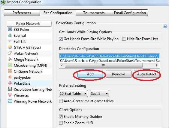 Import Configuration - Hand History