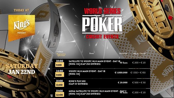Zahrajte si Main Event WSOP Circuit s garancí €1.000.000 v King's Resortu Rozvadov, dnes je na programu startovní den 1B