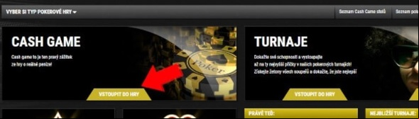 Klikněte na tlačítko Cash Game