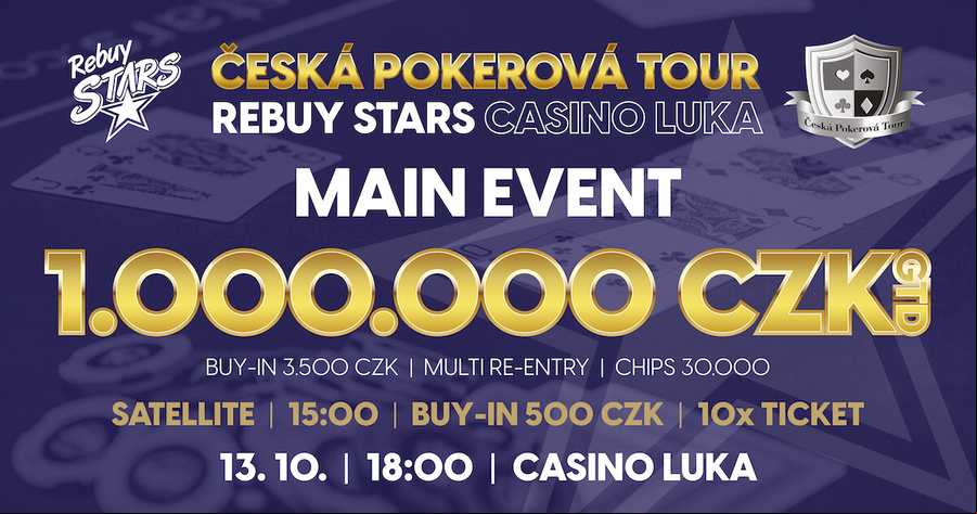 Další živý ČPT Main Event se v Rebuy Stars Casinu koná v pátek 13. října