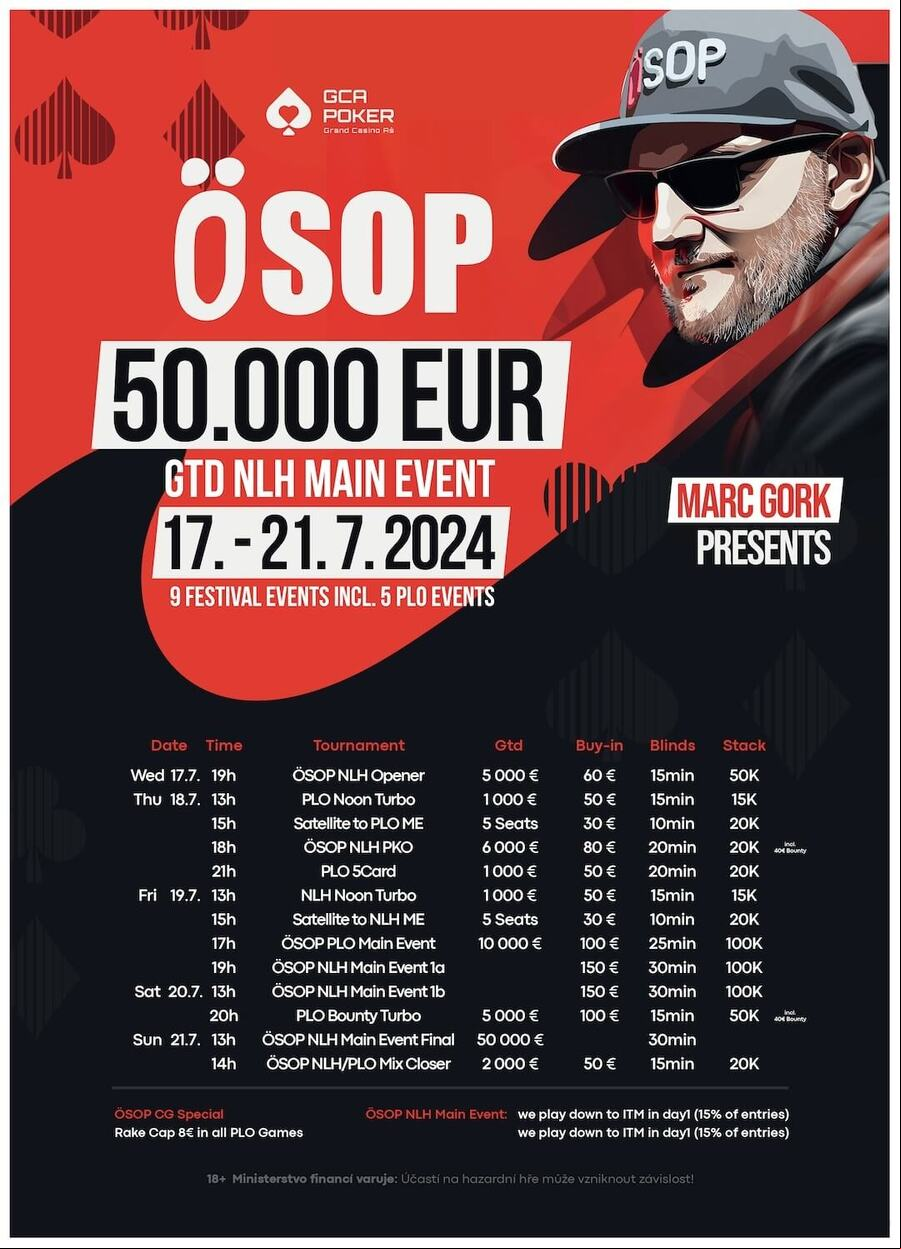 Program turnajů Ominösen Series of Poker v Grand Casinu Aš