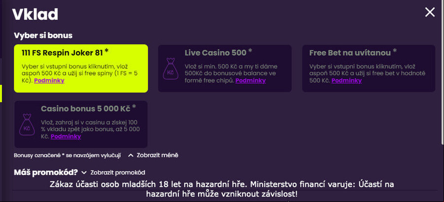Kingsbet nabízí čtyři možnosti vstupního bonusu