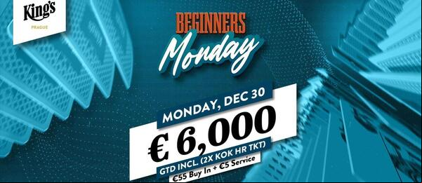 Pondělní Beginner’s turnaj garantuje prize pool minimálně €6.000