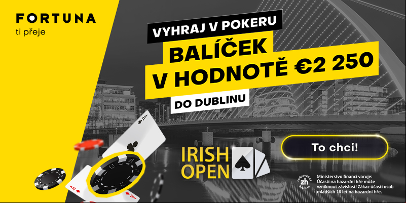 Na Fortuna Pokeru se můžete kvalifikovat na Irish Poker Open 2025