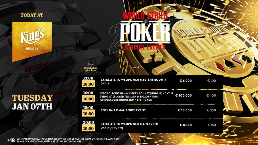 Úterní program WSOPC v King’s