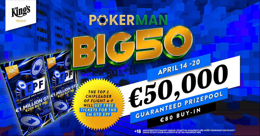 Turnaj Pokerman Big50 garantuje minimální prize pool €50.000